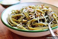 Garlic-Lime Spinach Pasta with Olives and Fresh Basil