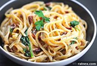 Creamy Bacon Spinach Alfredo Fettuccine