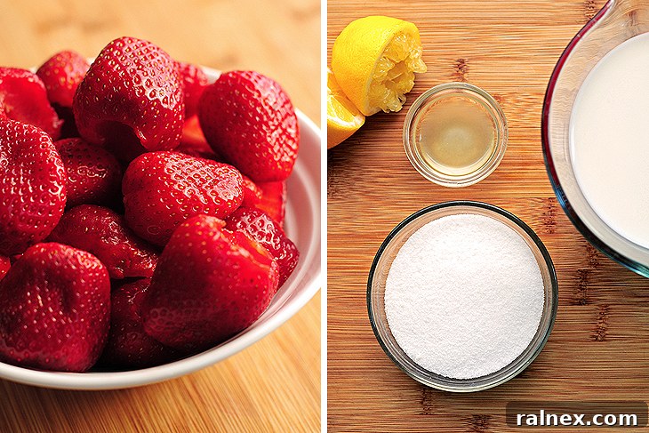 Close-up of creamy strawberry sherbet in a dish.