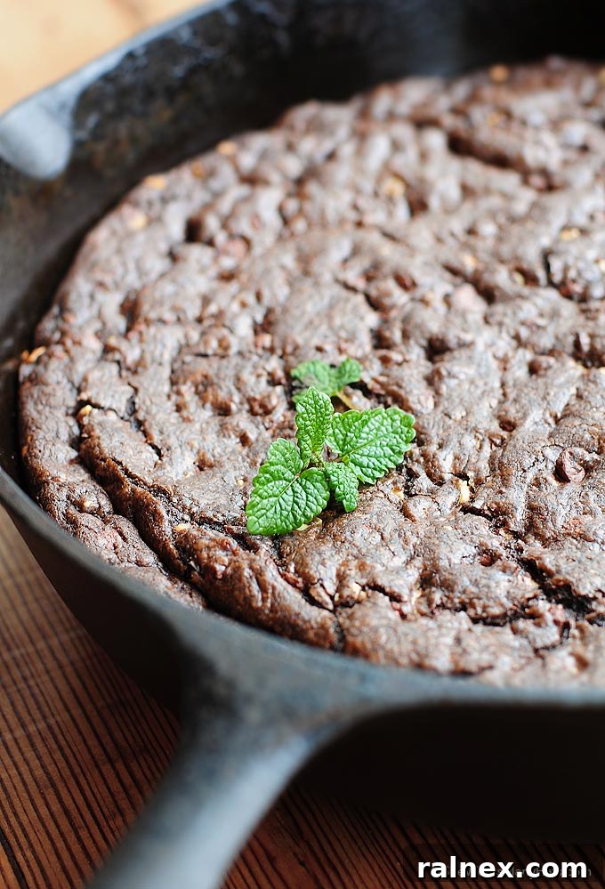 Large chocolate mint skillet cookie