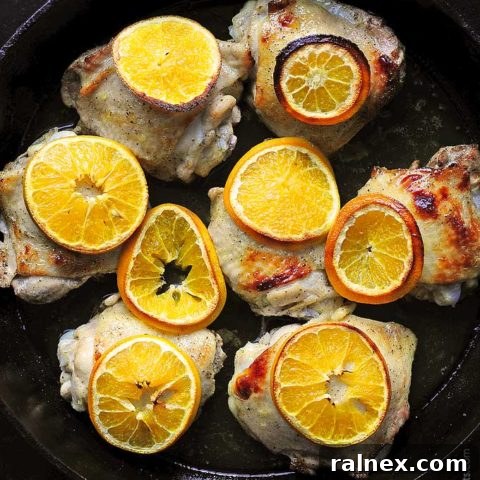 Easy Orange Baked Chicken Recipe prepared in a baking dish, ready to serve