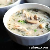 This Thai-inspired Coconut Chicken Soup Recipe makes a wonderful bowl of soup with the flavor combination of ginger, lemongrass, coconut milk and a bit of spice.