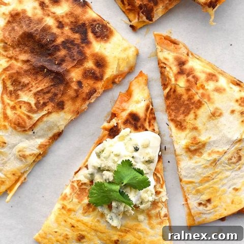 Spicy Buffalo Chicken Quesadillas, a quick and easy recipe