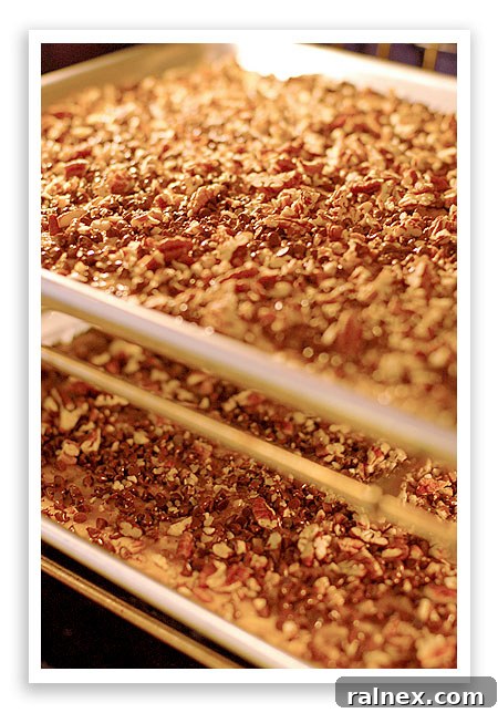 Redneck Toffee Recipe Chocolate Chips and Pecans on Warm Toffee