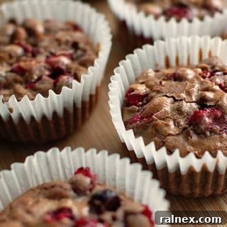 Delicious Cranberry Pistachio Chocolate Muffins, a perfect snack or breakfast treat.
