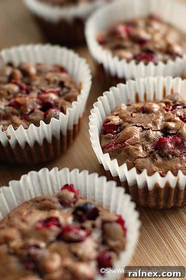 A top-down view of the Cranberry Pistachio Chocolate Muffins, highlighting their inviting texture and rich ingredients.