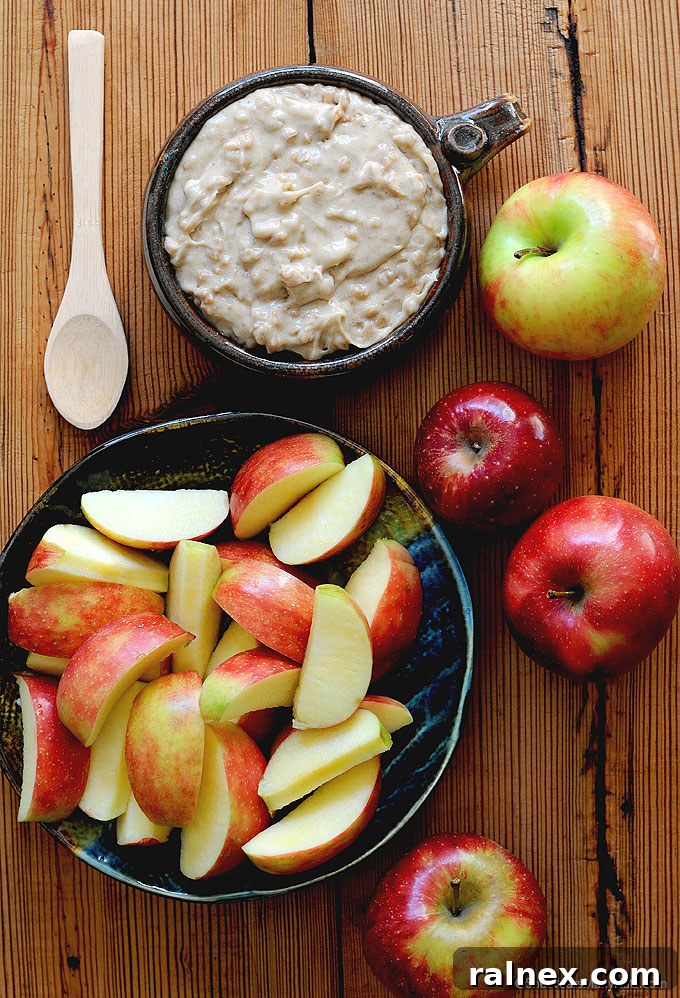 Toffee Caramel Apple Dip with fresh apple slices