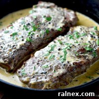 Steak au Poivre Recipe | A classic French pepper steak with a creamy Cognac sauce.