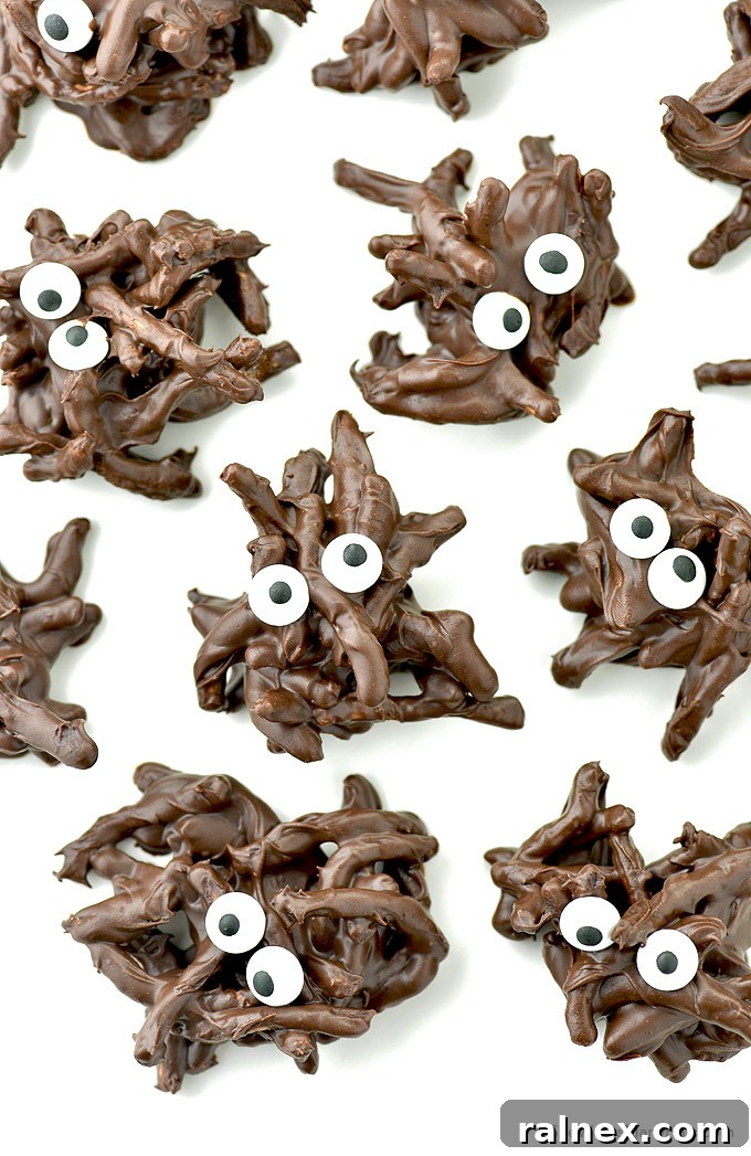 Easy Chocolate Spiders on a festive Halloween table setting