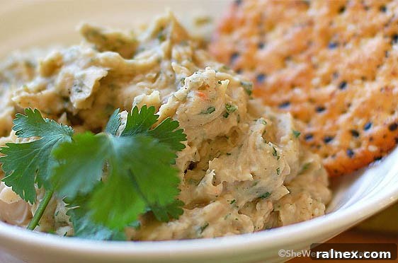 The finished White Bean Spread with Roasted Garlic, ready to be served and enjoyed.